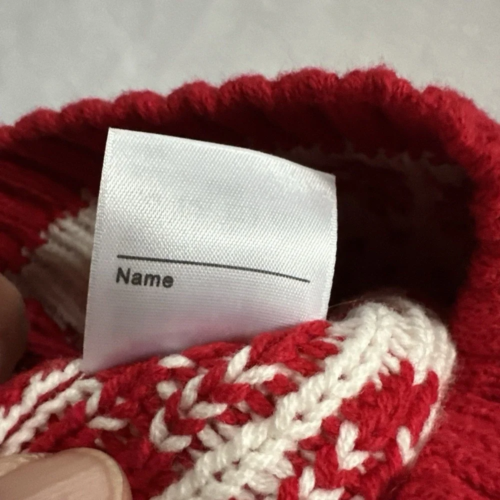 Hanna Andersson Sweaterknit Hat Pom Pom Red White Snowflake Size M Age 2-6  21cm